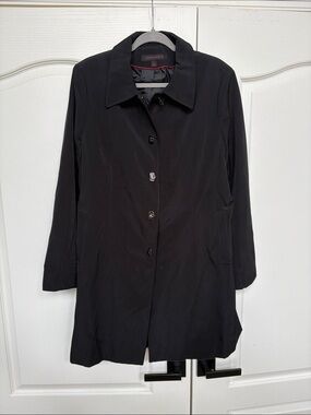 Anne Klein Black Women's Single-Breasted Trench Coat